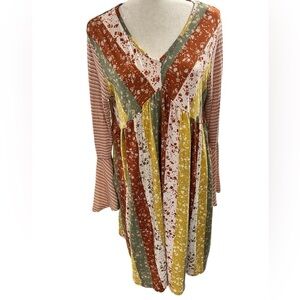 Haptics Boho Patchwork Mixed-Print Dress – Size Small
